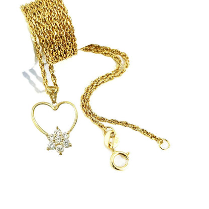 18K Pure Gold Heart w/ Zircon Stone Design Necklace | Necklace | 18K Gold Jewelry