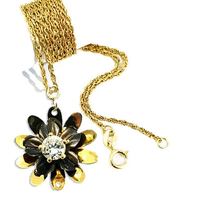 18K Pure Gold Flower w/ Zircon Stone Design Necklace