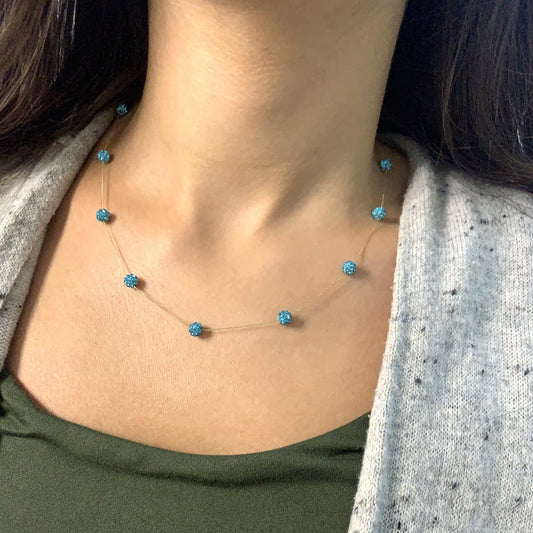18K Pure  Gold Swarovski Ball Design Necklace | Necklace | 18K Gold Jewelry