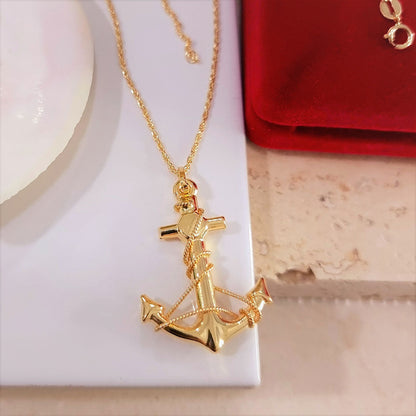 18K Pure Gold Anchor Design Necklace | Necklace | 18K Gold Jewelry