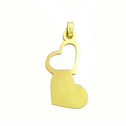 18K Pure Gold Double Heart Design Pendant Necklace | Necklace | 18K Gold Jewelry