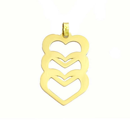 18K Pure Gold Triple Heart Design Pendant Necklace | Necklace | 18K Gold Jewelry