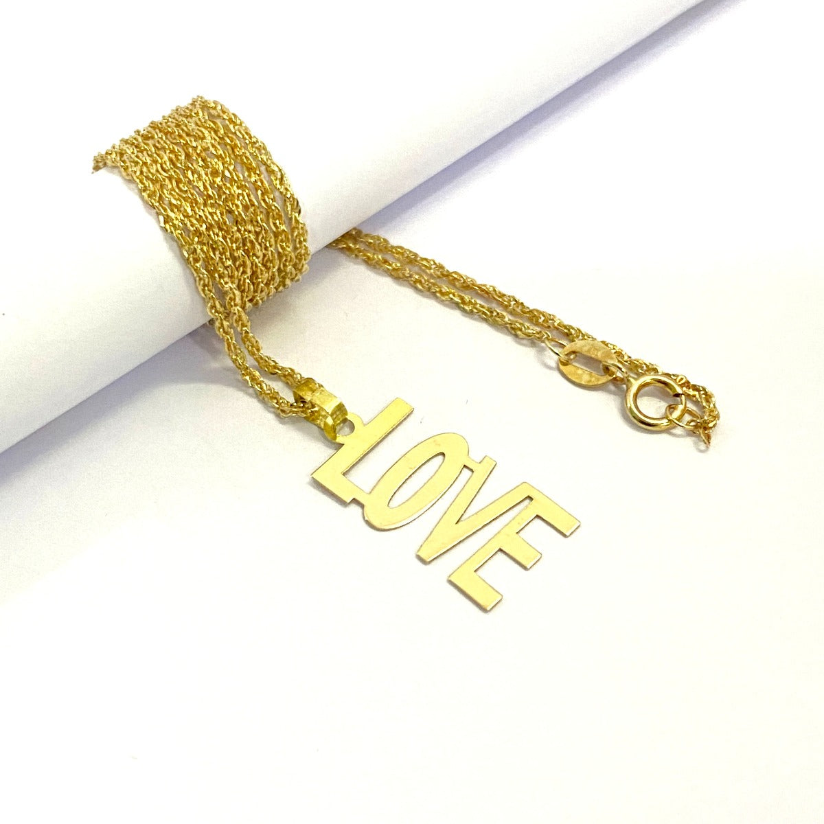 18K Pure Gold Love Design Pendant Necklace