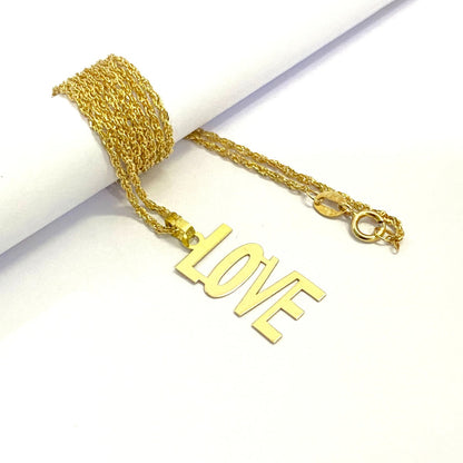18K Pure Gold Love Design Pendant Necklace