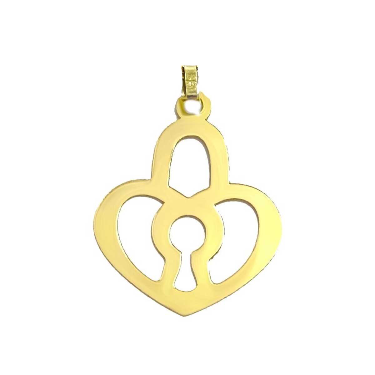 18K Pure Gold Heart Lock Design Pendant Necklace | Necklace | 18K Gold Jewelry