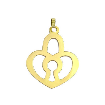 18K Pure Gold Heart Lock Design Pendant Necklace | Necklace | 18K Gold Jewelry