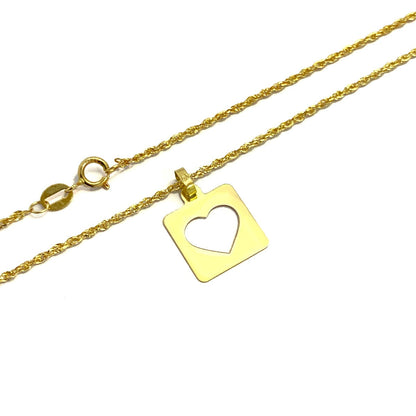 18K Pure Gold Heart Design Pendant Necklace | Necklace | 18K Gold Jewelry