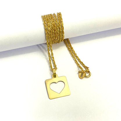 18K Pure Gold Heart Design Pendant Necklace | Necklace | 18K Gold Jewelry