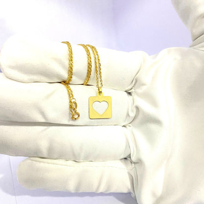 18K Pure Gold Heart Design Pendant Necklace | Necklace | 18K Gold Jewelry