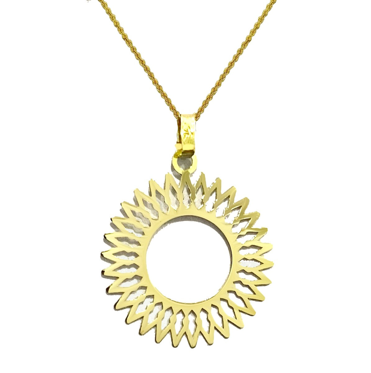 18K Pure Gold Elegant Round Design Pendant Necklace | Necklace | 18K Gold Jewelry