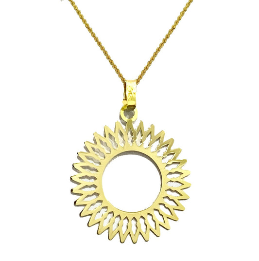 18K Pure Gold Elegant Round Design Pendant Necklace | Necklace | 18K Gold Jewelry