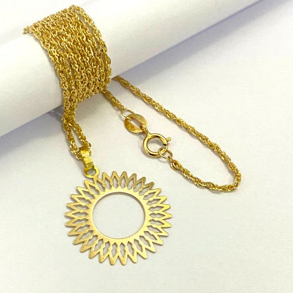 18K Pure Gold Elegant Round Design Pendant Necklace | Necklace | 18K Gold Jewelry
