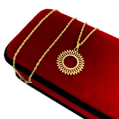 18K Pure Gold Elegant Round Design Pendant Necklace | Necklace | 18K Gold Jewelry