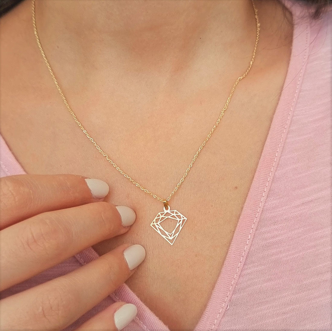 18K Pure Gold Diamond Design Pendant Necklace | Necklace | 18K Gold Jewelry