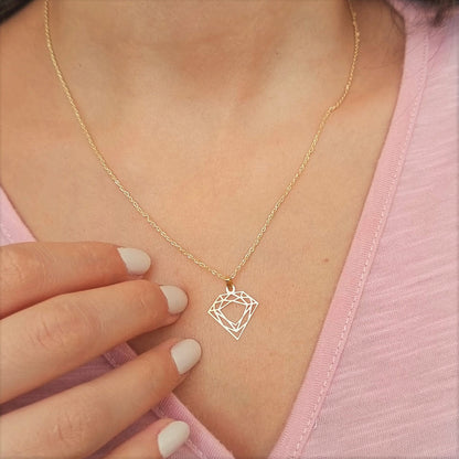 18K Pure Gold Diamond Design Pendant Necklace | Necklace | 18K Gold Jewelry