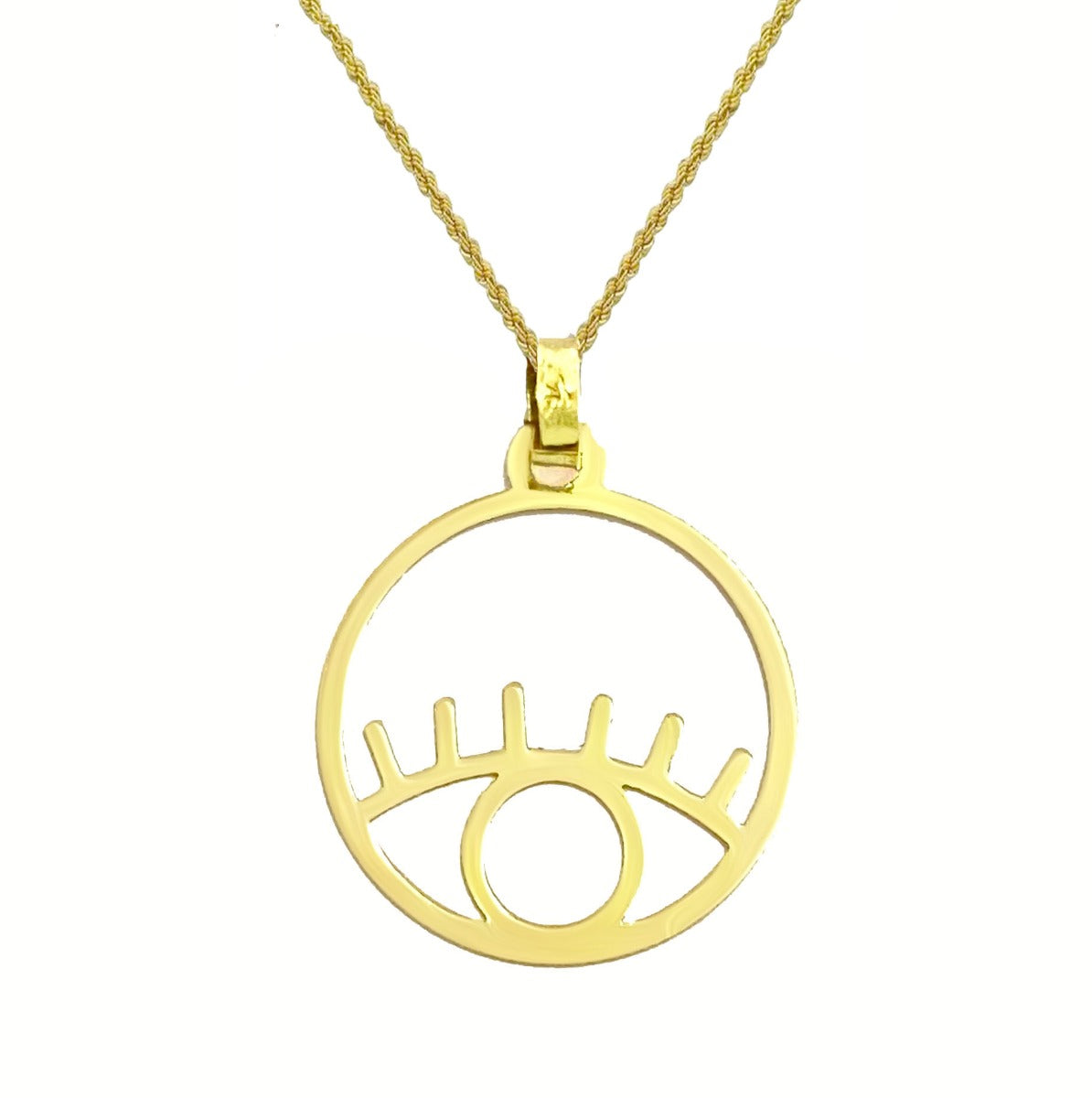18K Pure Gold Round Eye Design Pendant Necklace | Necklace | 18K Gold Jewelry