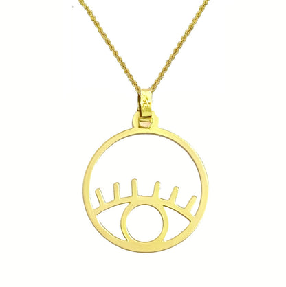 18K Pure Gold Round Eye Design Pendant Necklace | Necklace | 18K Gold Jewelry