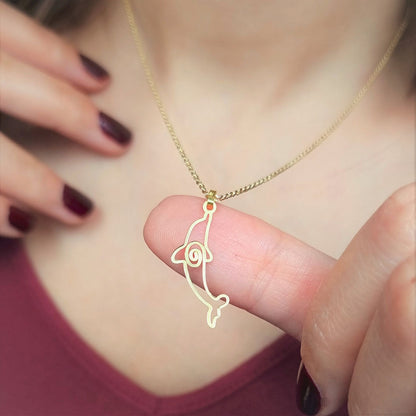 18K Pure Gold Dolphin Design Pendant Necklace | Necklace | 18K Gold Jewelry