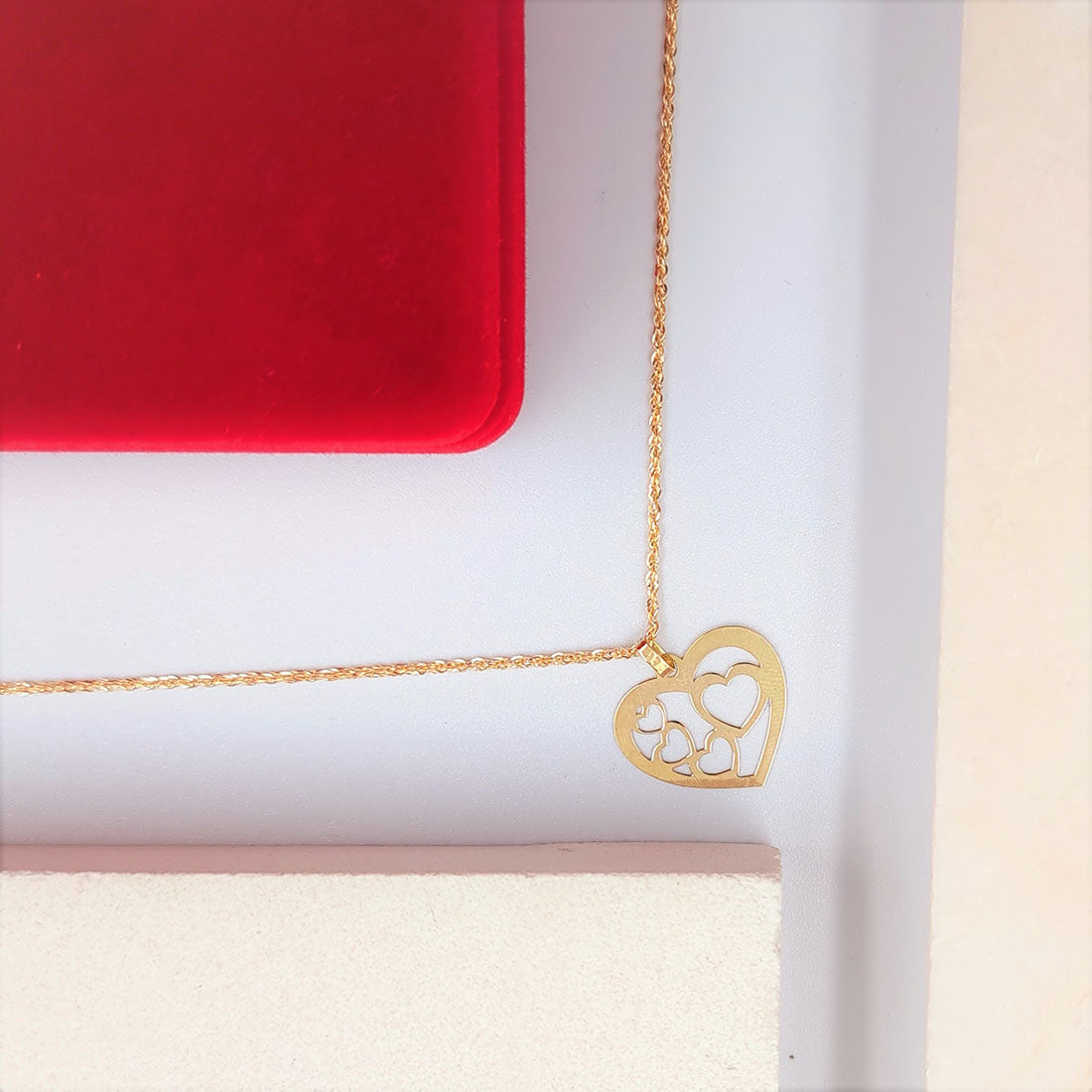 18K Pure Gold Heart Design Pendant Necklace | Necklace | 18K Gold Jewelry