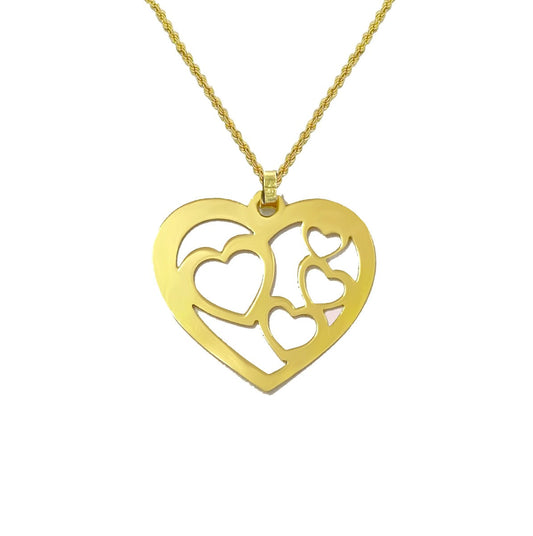 18K Pure Gold Heart Design Pendant Necklace | Necklace | 18K Gold Jewelry