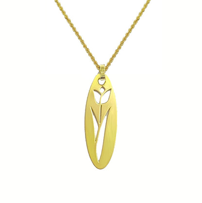 18K Pure Gold Flower Design Pendant Necklace