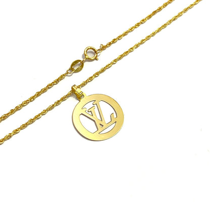 18K Pure Gold Elegant Design Pendant Necklace
