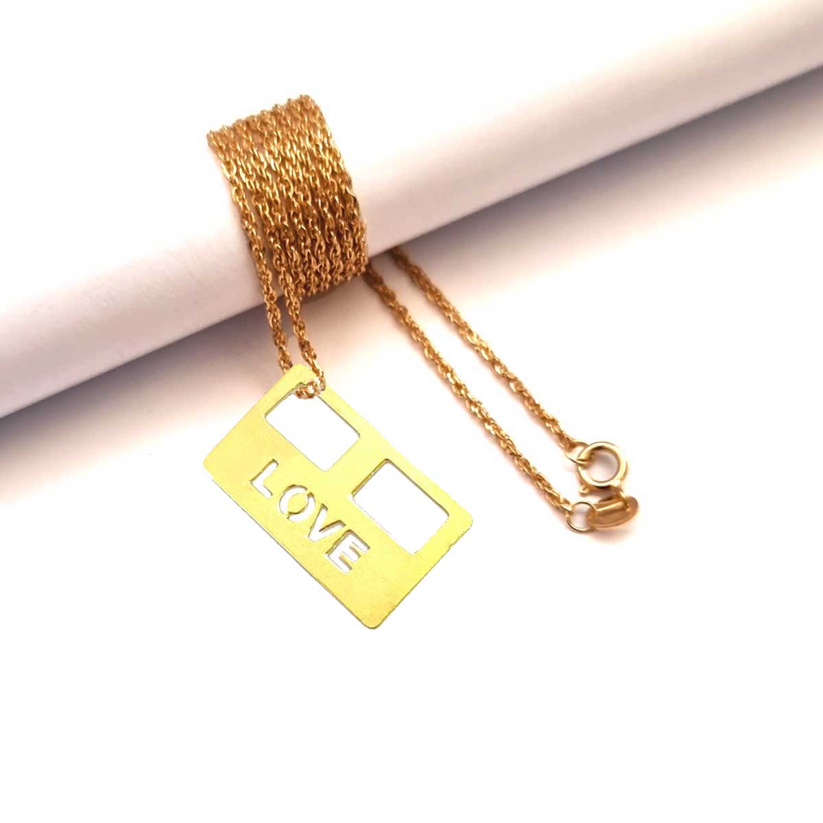18K Pure Gold Love Design Pendant Necklace | Necklace | 18K Gold Jewelry