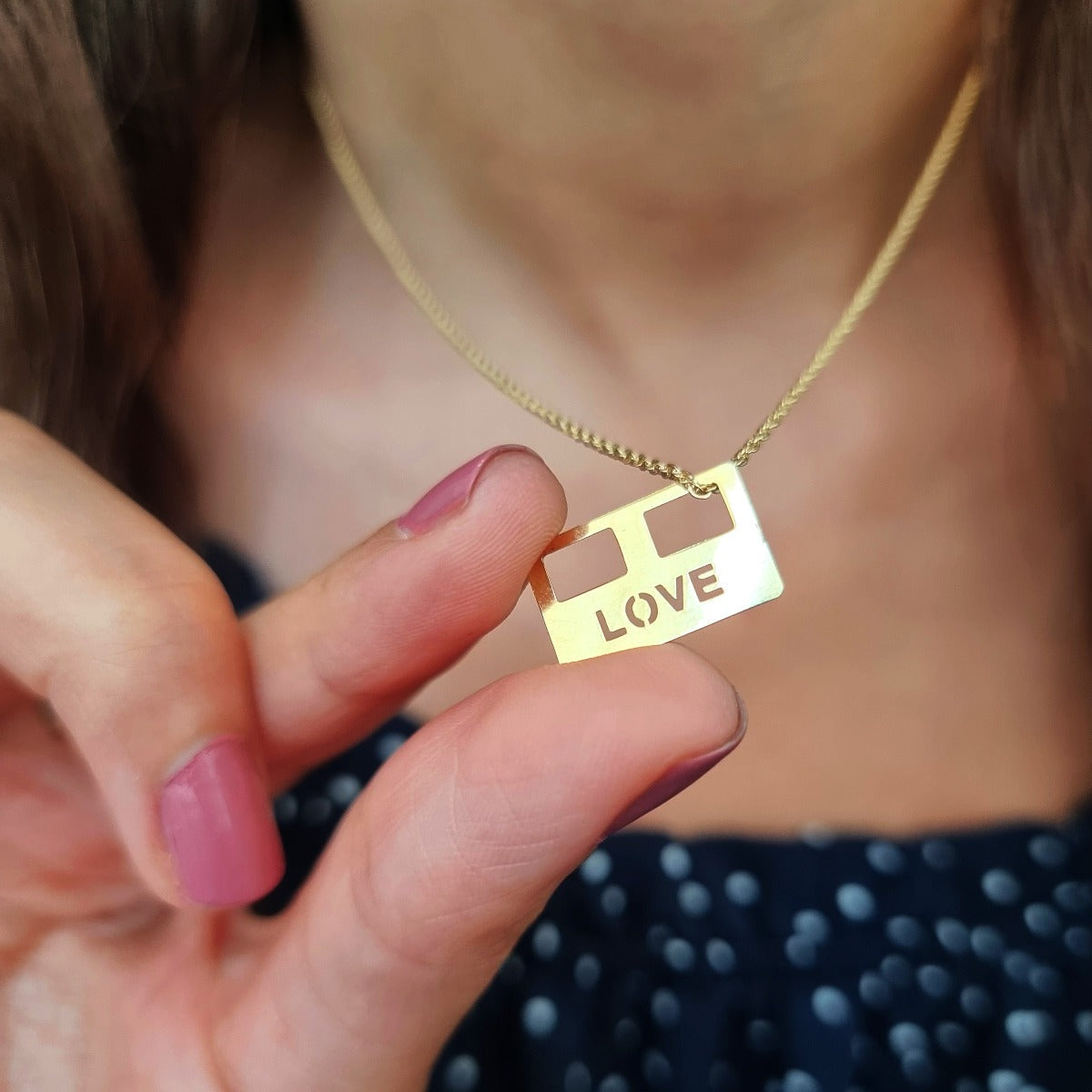 18K Pure Gold Love Design Pendant Necklace | Necklace | 18K Gold Jewelry