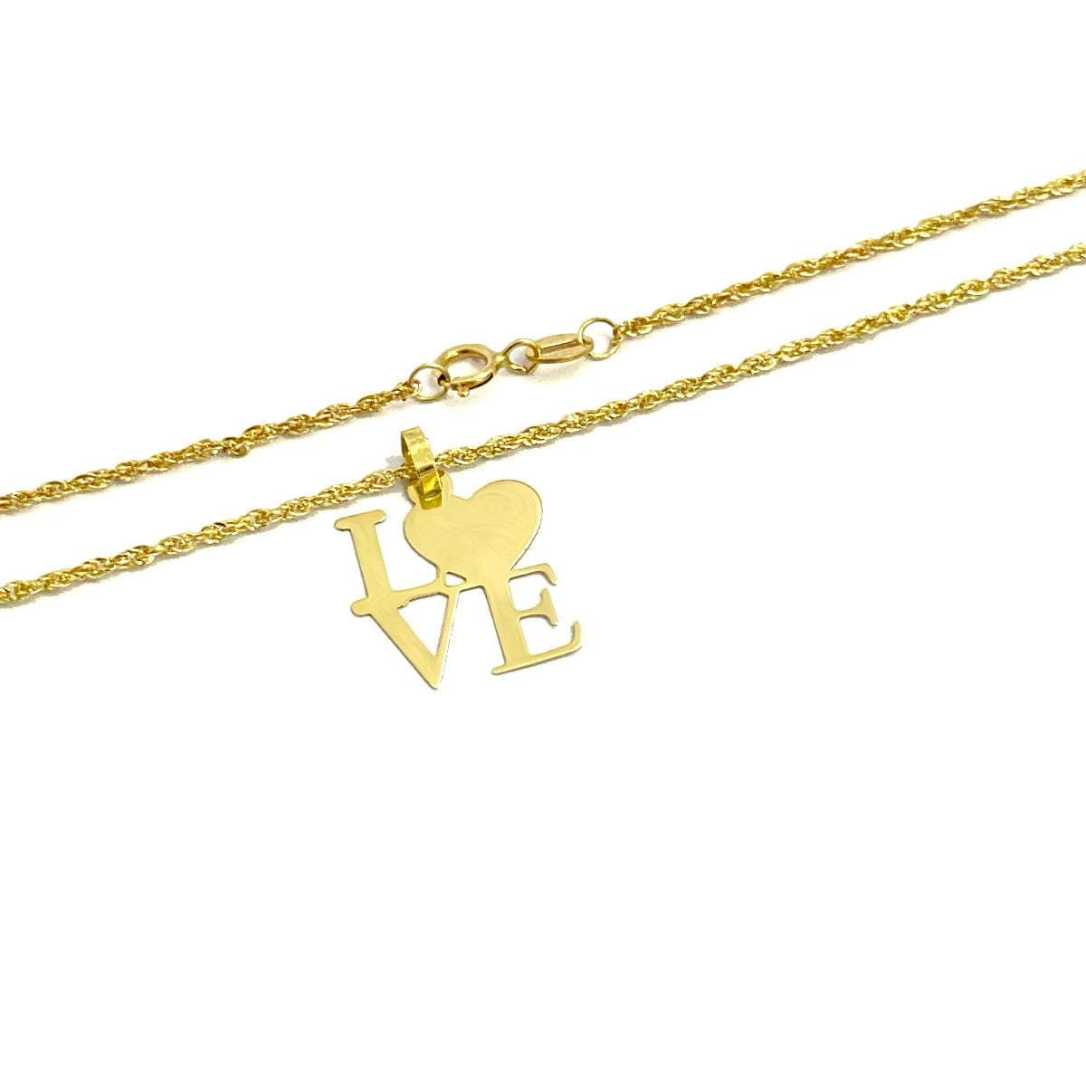 18K Pure Gold Love Heart Design Pendant Necklace