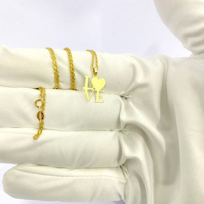 18K Pure Gold Love Heart Design Pendant Necklace | Necklace | 18K Gold Jewelry