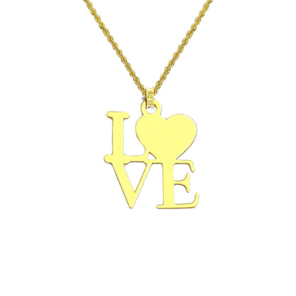 18K Pure Gold Love Heart Design Pendant Necklace