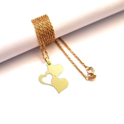 18K Pure Gold Triple Heart Design Pendant Necklace | Necklace | 18K Gold Jewelry