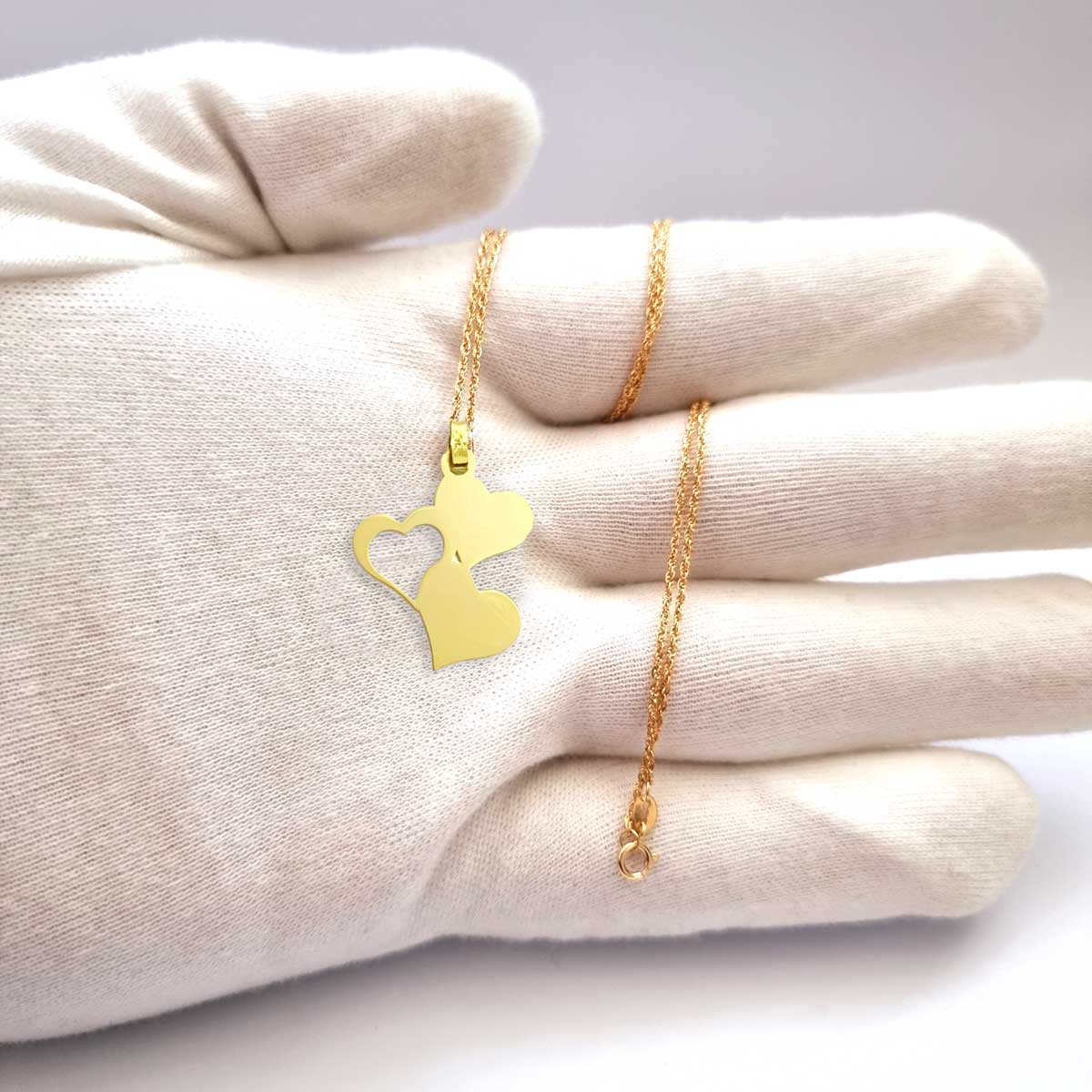 18K Pure Gold Triple Heart Design Pendant Necklace | Necklace | 18K Gold Jewelry