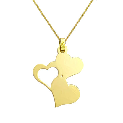 18K Pure Gold Triple Heart Design Pendant Necklace | Necklace | 18K Gold Jewelry