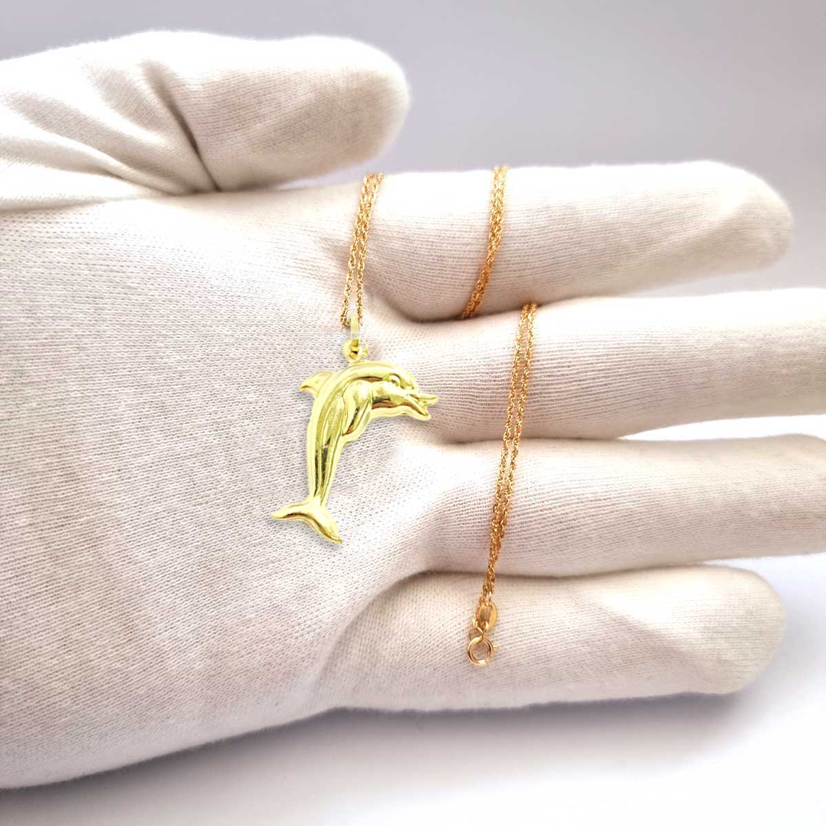 18K Pure Gold Dolphin Necklace | Necklace | 18K Gold Jewelry