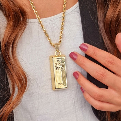 18K Pure Gold Bar Pendant Design Necklace | Necklace | 18K Gold Jewelry