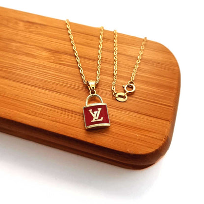 18K Pure Gold Lock Elegant Necklace