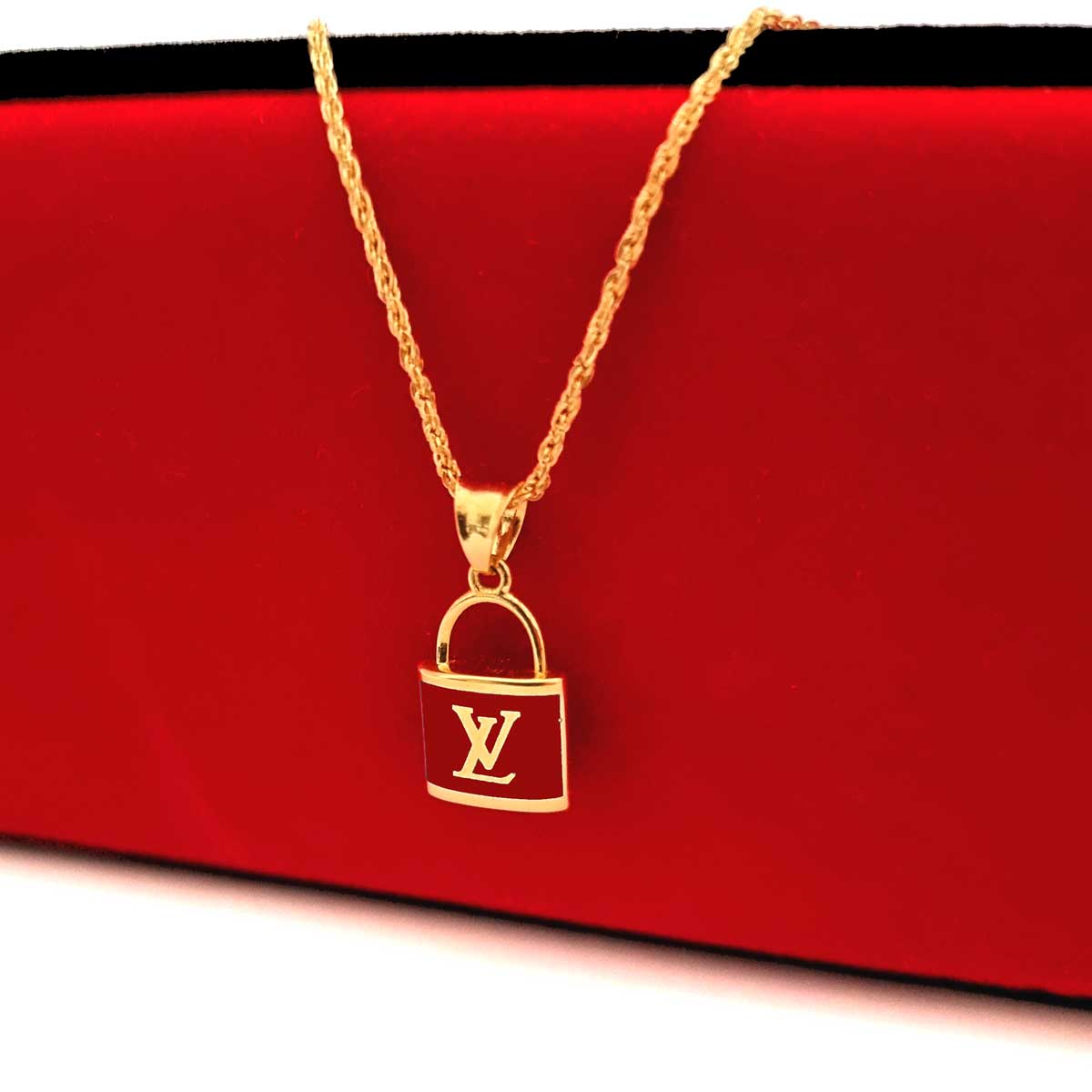 18K Pure Gold Lock Elegant Necklace