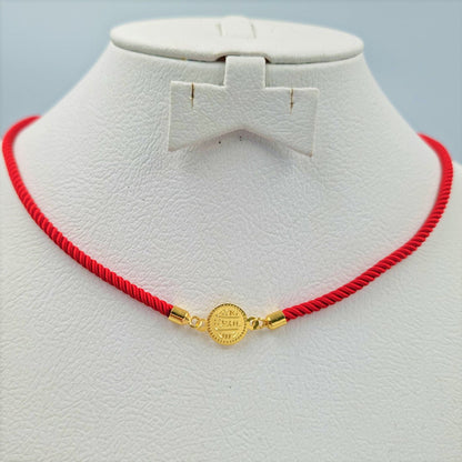 21K Pure Gold Thread Adjustable Coin Necklace