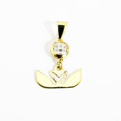 18K Pure Gold Heart Stone Necklace