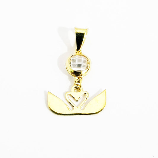 18K Pure Gold Heart Stone Necklace