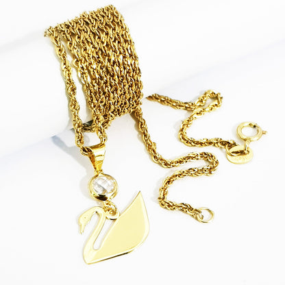 18K Pure Gold Swan Necklace