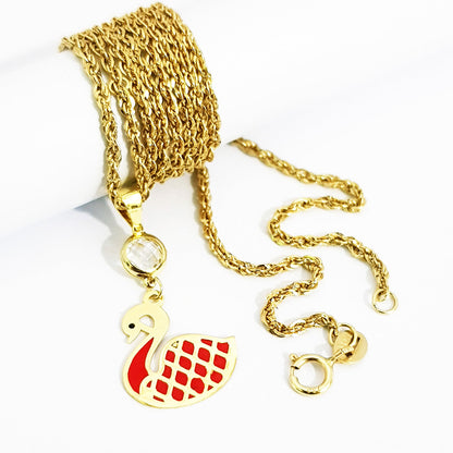 18K Pure Gold Swan Necklace | Necklace | 18K Gold Jewelry
