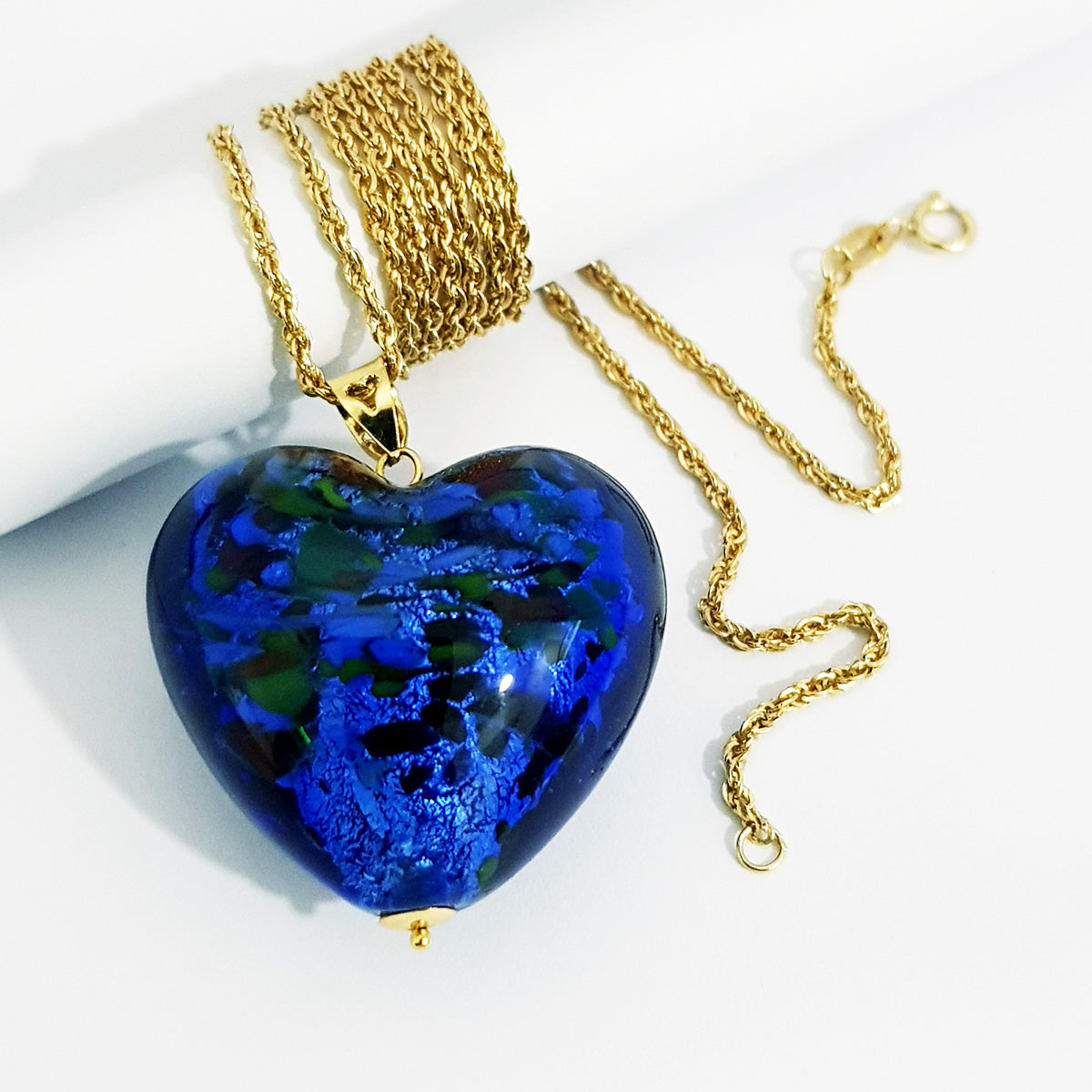 18K Pure Gold Heart Stone Necklace | Necklace | 18K Gold Jewelry