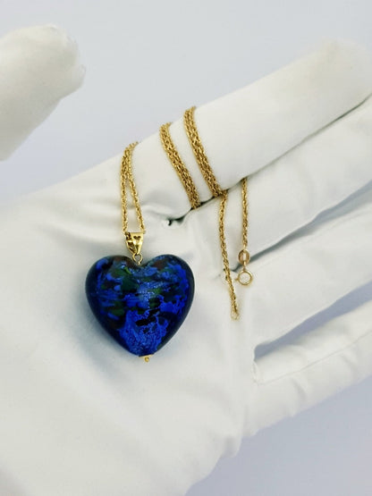 18K Pure Gold Heart Stone Necklace | Necklace | 18K Gold Jewelry