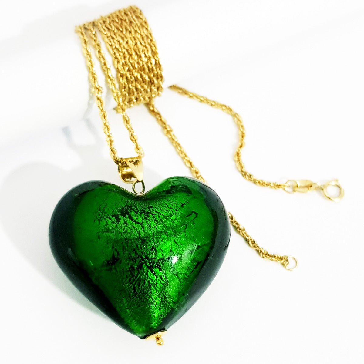 18K Pure Gold Heart Stone Necklace | Necklace | 18K Gold Jewelry