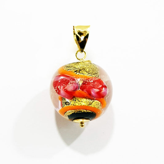 18K Pure Gold Multi Color Ball Stone Necklace