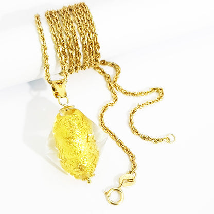 18K Pure Gold Stone Necklace | Necklace | 18K Gold Jewelry