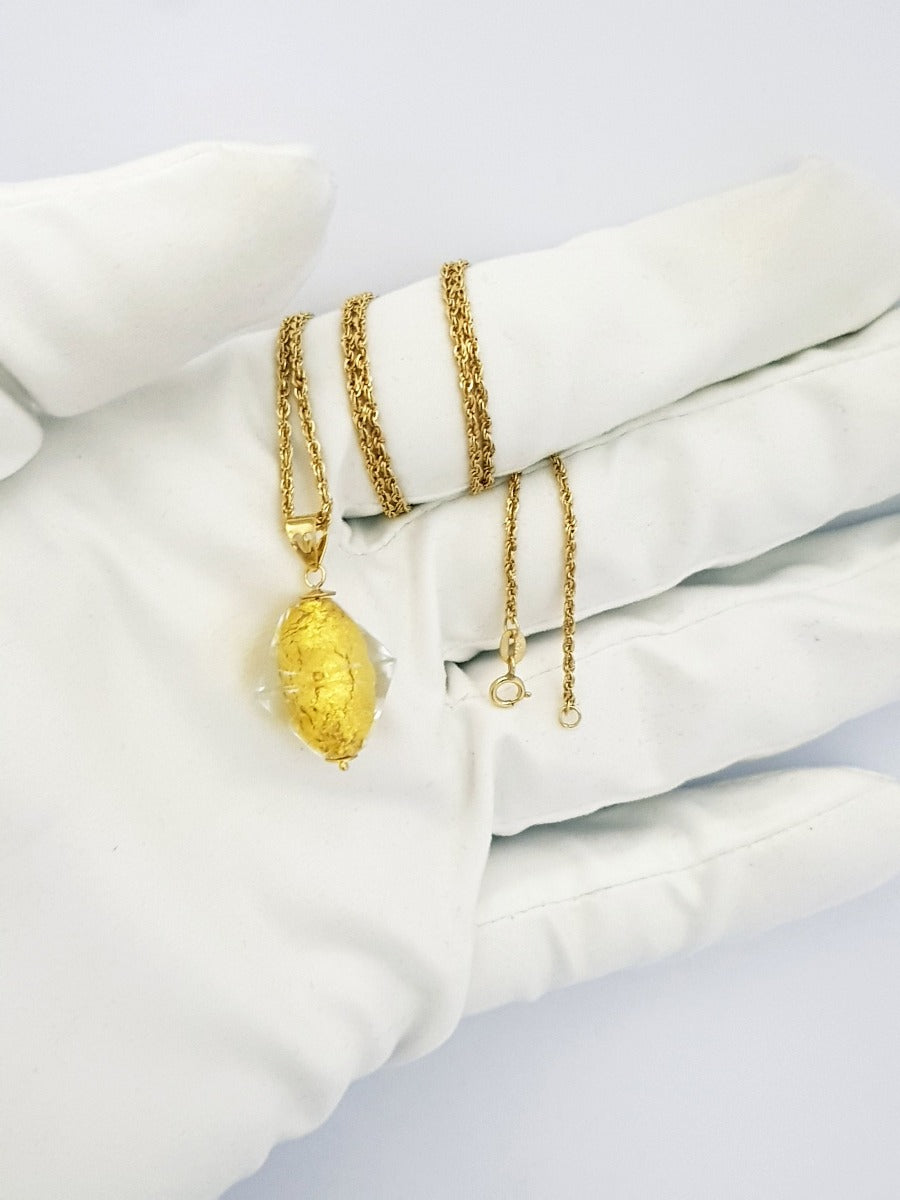 18K Pure Gold Stone Necklace | Necklace | 18K Gold Jewelry