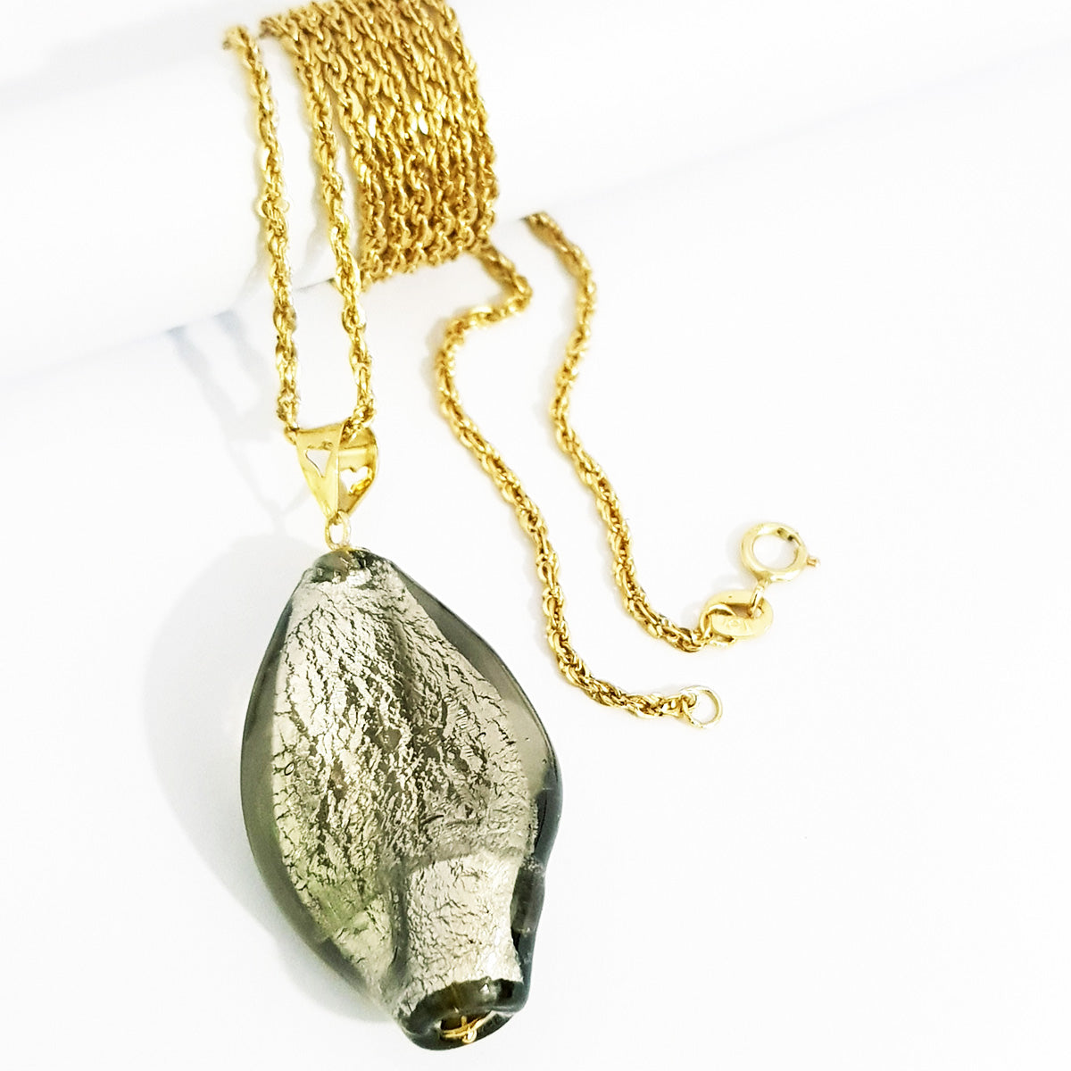 18K Pure Gold Mustard Green Stone Necklace | Necklace | 18K Gold Jewelry